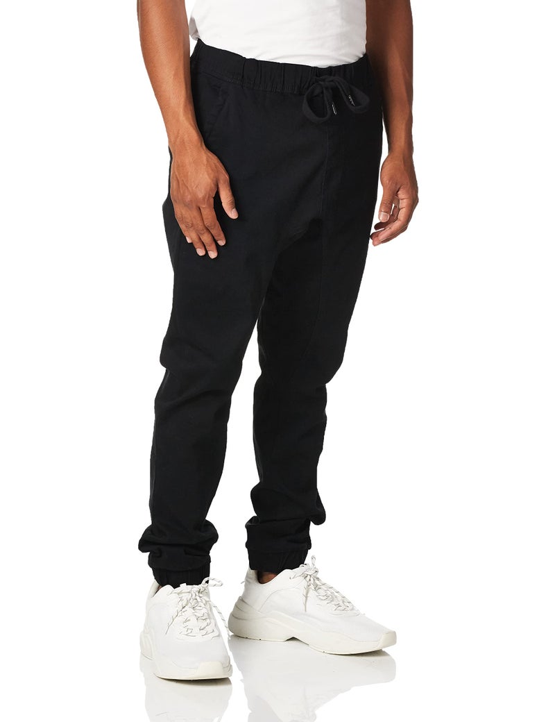 WT02 Men Twill Jogger Pants, Black-A, Medium - Image 2